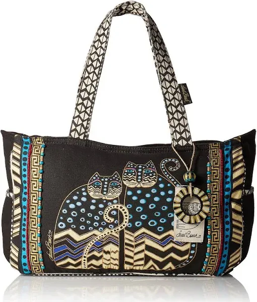 Laurel Burch Medium Tote Bag with Spotted Cats