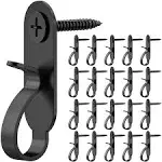 Stainless Steel Light Hanger Hooks, Screw Hooks for Christmas Party Outdoor Easy Release Wire and Fairy LED Lights, 20 Packs - Black