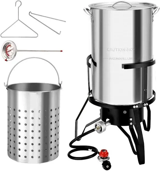 50qt Turkey Fryer With 54000btu Propane Stove Stainless Steel Outdoor Deep Fryer