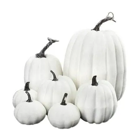 LUZkey 7pcs Faux Pumpkins Harvest Lifelike Pumpkin Fake Foam Pumpkin