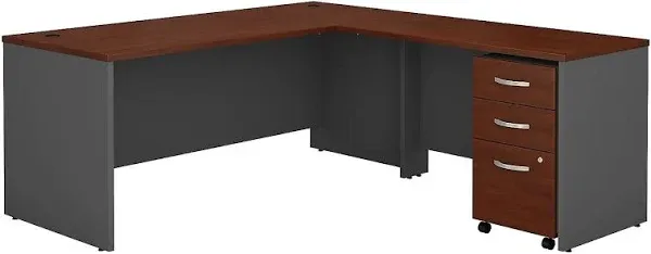 Bush Business Furniture Series C 72" W L-Shaped Office Desk with Mobile B/B/F Pedestal