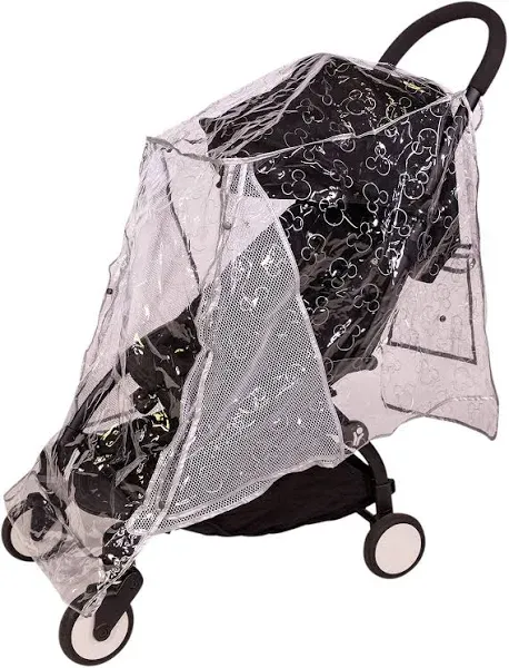 Disney Baby by J.L. Childress Universal Stroller Rain Cover - Disney Stroller Accessory - Disney World Travel Essential - Mickey Mouse Pattern - Storage Pocket - Clear/Silver