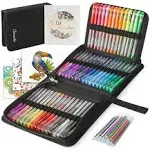 CAISEXILE Glitter Gel Pens for Adult Coloring Books, 96 Pack Artist Gel Pens Marker 48 Colored with 50% More Ink for Adults Drawing Note Taking