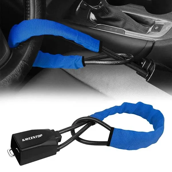 Car Steering Wheel Lock, Seat Belt Lock, Anti-Theft Device, Max 17&#034; Length Blue