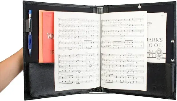 Pro Tec FSA1E Deluxe Choral Folder with Elastic String Dividers & Adjustable Hand Strap, Black