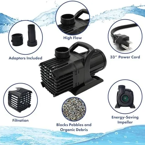 2,000 GPH Submersible, Quiet, Energy Efficient Water Pump with 30 ft. Cord fo...