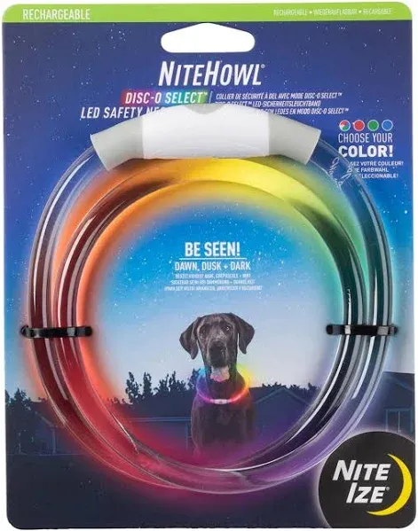 Nite Ize Nite Howl Safety Necklace, LED, Disc-O Select, Rechargeable, Universal Size