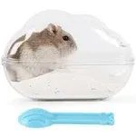 BUCATSTATE Hamster Sand Bath Container Large Hamster Toilet with Scoop Set Dust Bust Accessories for Small Animals (Transparent, Medium)