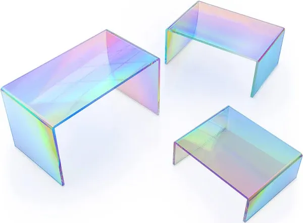 X-FLOAT Rainbow Iridescent Acrylic Display Risers (Set of 6)