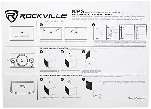 2) Rockville KPS65 6.5" 2-Way 400w Karaoke/Pro Speakers+Adjustable Wall Brackets