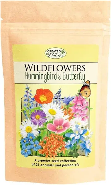 Hummingbird and Butterfly Wildflower Mix, Covers 325 Sq Ft, 23 flower varieti...