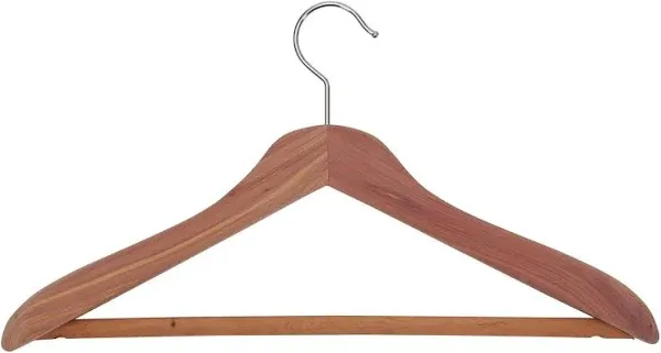 Household Essentials CedarFresh Deluxe Cedar Coat Hanger with Fixed Bar, Red,natural