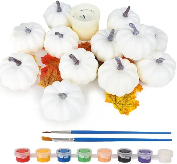 FUTUREPLUSX 12PCS Mini White Pumpkins for Decorating, Fake Pumpkins to Paint Artificial Painting Pumpkins for Crafts Kids Party Favors