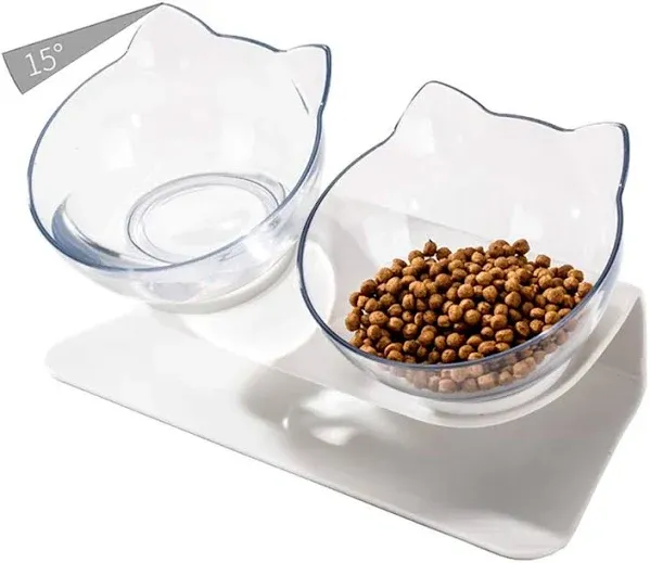 Luck Dawn Double Elevated Cat Bowls with Raised Stand