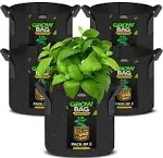 Utopia Home 5 Pack 5 Gallon Grow Bags, Thickened Nonwoven Plant Fabric Pots with Handles, Grow Pots, Plant Bags, Aeratio