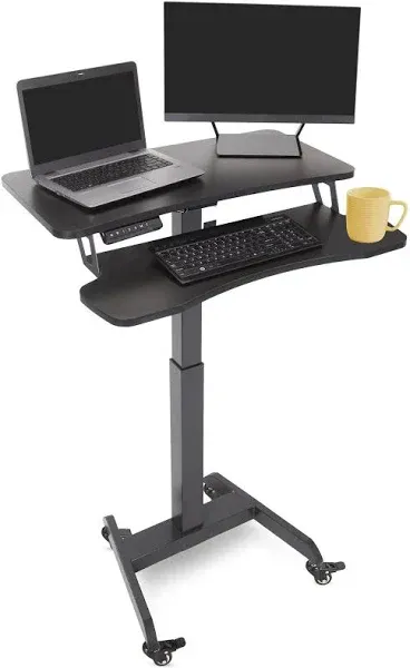 Cruizer Premier Electric Height Adjustable Mobile Podium with Keyboard Tray – Black – Stand Steady