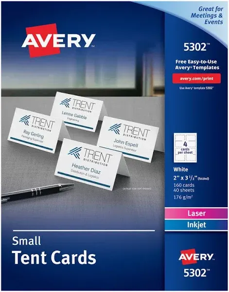 Avery Small White Tent Cards