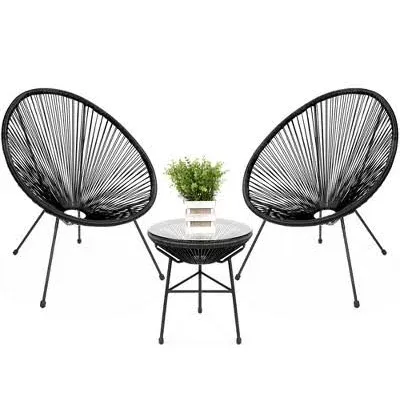 Best Choice Products 3-Piece All-Weather Patio Rope Acapulco Bistro Furniture Set w