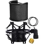 Microphone Shock Mount with Pop Filter Mic Anti-Vibration Suspension Shock Mo...