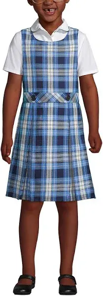 Girls Lands&#039; End, French Blue Plaid Uniform Jumper Dress, Item #527959BQX Size 8