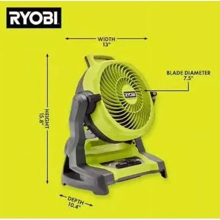 RYOBI ONE+ 18V Cordless 7-1/2 in. Bucket Top Misting Fan