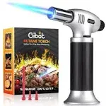 Gibot Butane Torch,Kitchen Torch Cooking Torch Creme Brulee Torch, Refillable Adjustable Flame Lighter with Safety Lock for DIY, Creme, Brulee, BBQ and Baking(Butane Gas Not Included）