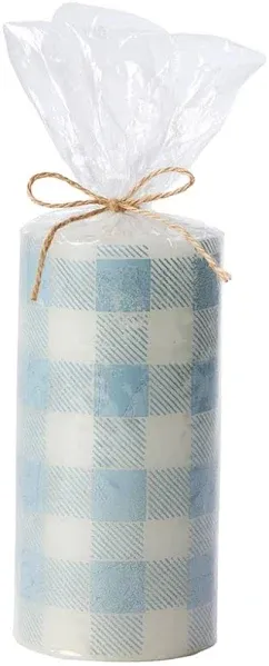 Unscented Plaid Pillar Candles