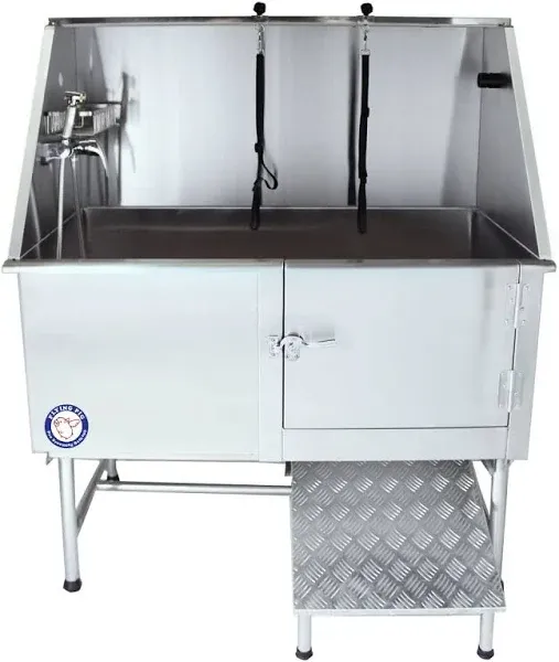 Flying Pig Grooming Flying Pig 50" Stainless Steel Pet Dog Grooming Bath Tub with Walk-in Ramp & Accessories