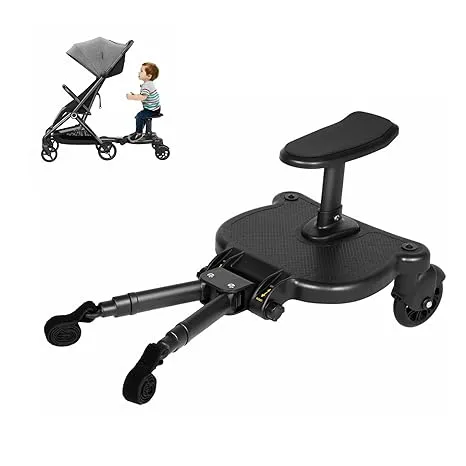 Universal Stroller Board, w/Detachable Seat, Max Weight 55 lbs, Stroller Standing Board, 2in1 Sit and Stand Stroller Glider Board for Most Strollers