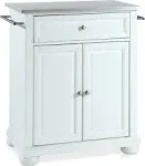 cuisine kitchen island with stainless steel top - White