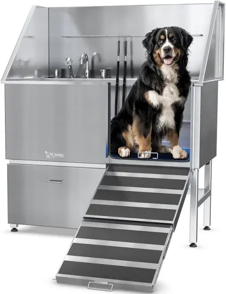 50" Stainless Steel Dog Washing Station with Storage Drawer