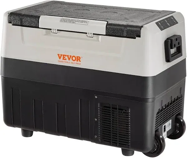 VEVOR 58Qt/55L Portable Car Refrigerator Freezer Compressor Dual Zone w/ Wheels