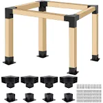 Neorexon Pergola Kit Elevated Wood Stand Kit Woodwork for 4 x 4" (Actual 3.5" x 3.5"), Wooden Gazebo Kit for Outdoor 3-Way Right Angle Corner