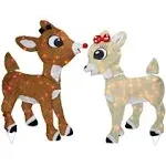 Northlight Set of 2 Lighted Rudolph and Clarice Outdoor Christmas Decorations 32"