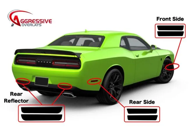 Aggressive Overlays Side Marker & Taillight Tint Kit for Dodge Challenger