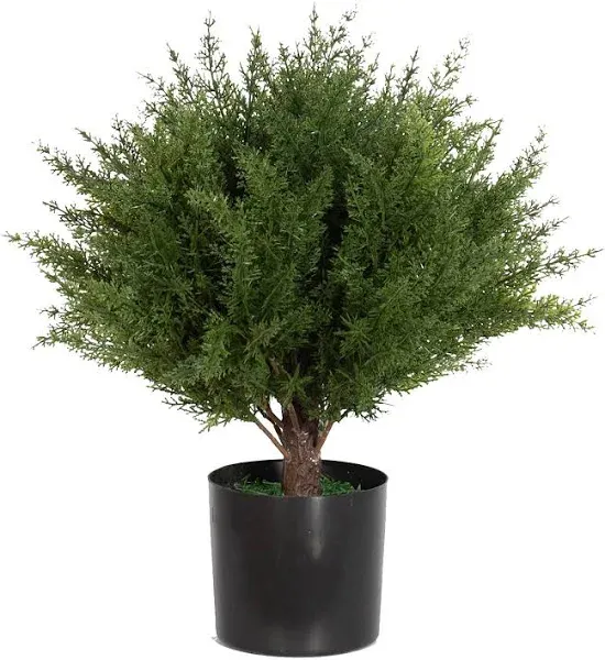 Artificial Cedar Topiary Ball Tree 17&#039;&#039;T Artificial Pine Tree Potted Shrubs UV R