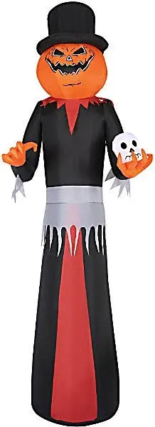 Haunted Hill Farm 12-Ft. Tall Pre-lit Inflatable Jack-O-Lantern Man with Top Hat