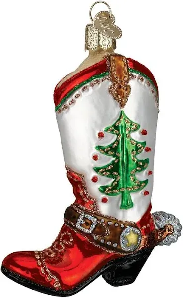 Old World Christmas Cowboy Boot Glass Ornament