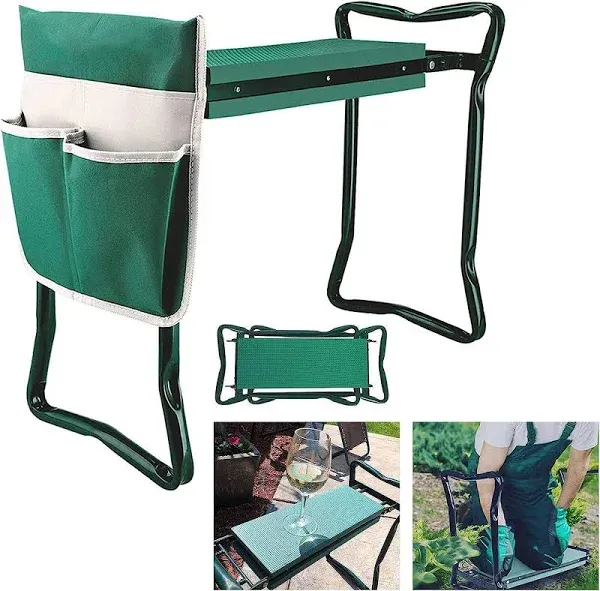 BDL Garden Kneeler Seat with Upgraded Thicken Kneeling Pad and 1 Large Tool Pouch, Foldable Stool 330lb Capacity-Protects Your Knees, Clothes from