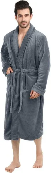 NY Threads Men's Luxurious Shawl Collar Fleece Bathrobe