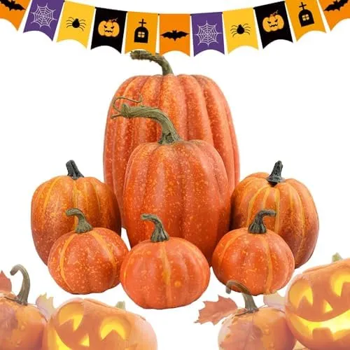 Fall Pumpkin Decor 7 PCS Large Orange Pumpkin Fall Decorations