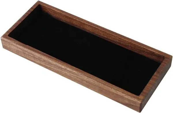 Wood Pen Tray Desktop Office Storage Box Coin Keys Holder