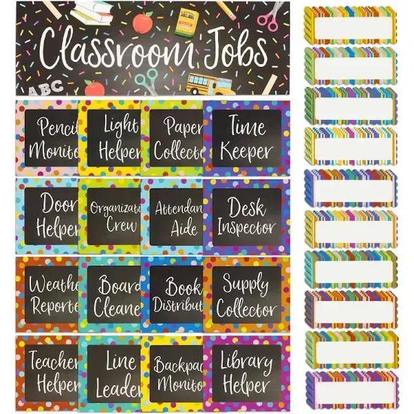 Juvale 17-Piece Chalkboard Design Classroom Jobs Chart Set