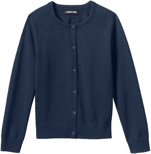 Lands' End Girls' Cotton Modal Cardigan Sweater