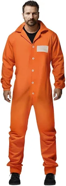 Prisoner Jumpsuit | Orange Prison Inmate Halloween Costume Unisex Jail Criminal