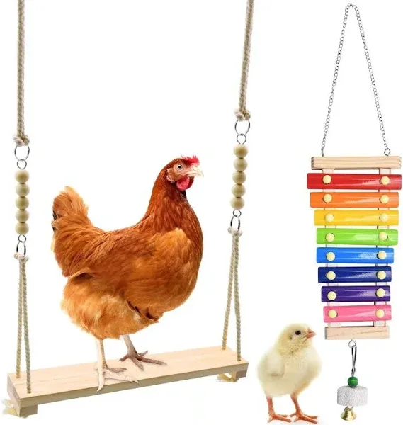 Chicken Swing Toys and Chicken Toys Xylophone, 2pcs Chicken Toys for Poultry ...