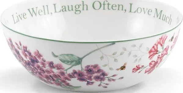 Lenox Butterfly Meadow "Live Well, Laugh Often, Love Much" Serving Bowl, White -