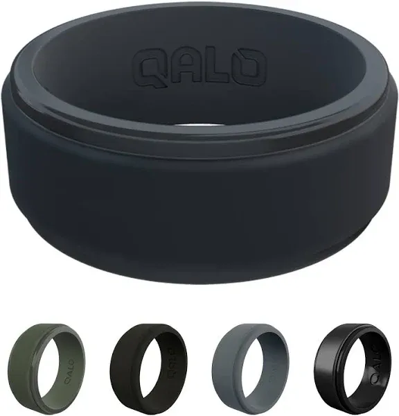 Qalo Men's Polished Step Edge Silicone Ring