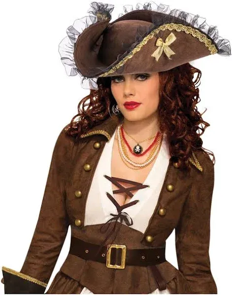 Brown Tricorn Pirate Adult Hat