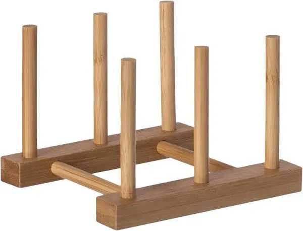 Basicwise Bamboo Wooden Dish Drainer Rack Set of 2